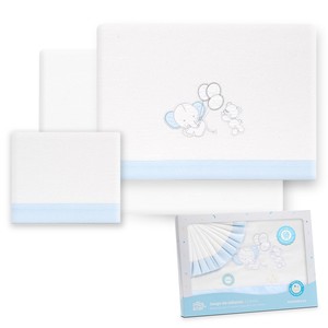 Ensemble de literie classique en flanelle 3 pièces pour poussette, modèle Oso-Elefante, motif tissé à motifs - Product Image 1