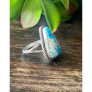 South Hill <b>Turquoise</b> Sterling Silver <b>Ring</b> Size 9.5-Princess Cut Geometric Fine Jewelry for Everyday Wear - Product Image 3
