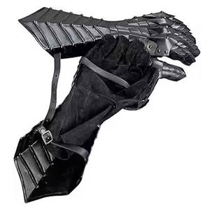 Guantes de armadura personalizados de acero chapado en plata negra antigua, guantes cruzados de caballero Medieval pulido para hombres, regalo de Metal Premium - Product Image 3