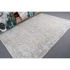 พรมตุรกีโบราณ ขนาด 6.4x8.8 ฟุต สีขาว พรมขนสัตว์ขนาดใหญ่สไตล์ตะวันตกเฉียงใต้ - Product Image 4