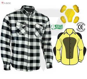 Camisa de motocicleta certificada CE a cuadros roja y negra para hombre con armadura y diseño de camisa de trabajo blindada - Product Image 2