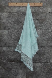 Toalla de baño Jacquard de bambú de menta 70*140cm 70% bambú 30% mezcla de algodón suave y absorbente Sevim diseño ecológico borde decorativo 470GSM - Product Image 4