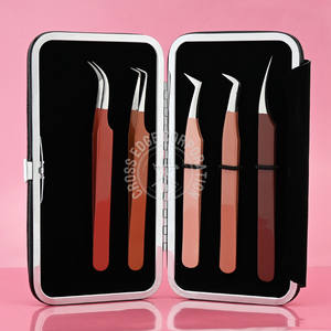 Pinzas Premium con Punta de Fibra para Extensiones de Pestañas, Tipo X, para Volumen, Ligeras, Curvadas, Clásicas, con Logotipo Personalizado, Herramienta para Pestañas - Product Image 1