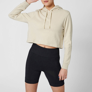 Women's Hooded Cropped <b>Hoodie</b> 100% Cotton Custom Logo Plus Size OEM Design Sportswear Autumn Summer Winter Puff Sleeve - Product Image 5