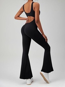 2025 entrenamiento sin costuras gimnasio mamelucos Sexy Racerback Control de barriga sujetador acolchado cómodo ajustado correr Yoga sólido - Product Image 3