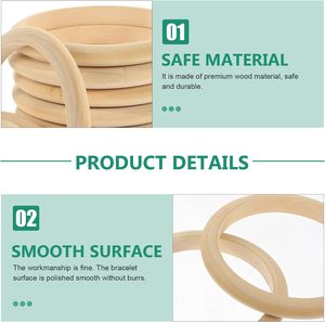 10 Uds. De pulseras de brazalete de madera, anillo de madera redondo Natural sin terminar para proyectos de manualidades DIY, tamaños de rondas para manualidades de madera - Product Image 5