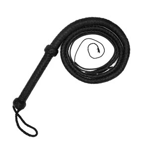 Pieds de long 8 tresses fouet de taureau en cuir véritable fouet de taureau en cuir noir fabriqué à la main pratique de cible en plein air - Product Image 1