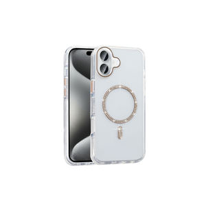 Étui en silicone de luxe Zore Koment Gold Edition compatible MagSafe pour iPhone 16 Plus, finition miroir givrée, artisanat spécial XR - Product Image 1