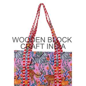 Sac fourre-tout en coton imprimé à la main en Inde, tendance, 100% coton, nouveau style, sac de marché, cadeau pour elle - Product Image 6