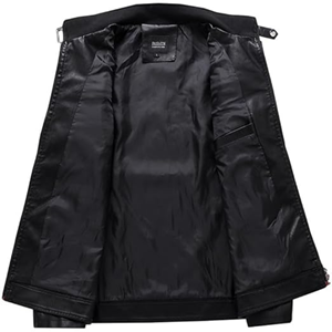 Blouson de motard de qualité supérieure, coupe ajustée pour homme, en cuir de vache, fermeture éclair avant tendance, doux et respirant, coupe-vent - Product Image 2