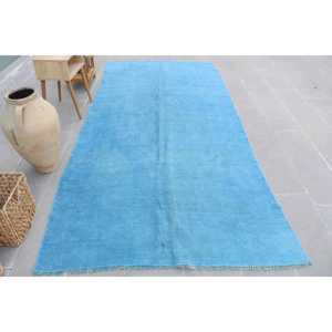 Alfombra Turca Vintage, Alfombra Grande de 4.9x10.4 pies (150x316 cm), Alfombra de Lana Azul Ombré - Product Image 1