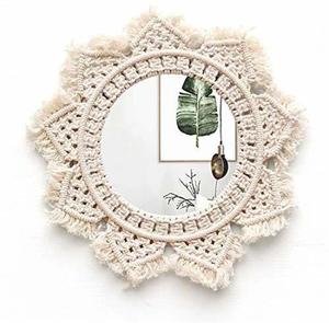 Miroir mural en macramé couleur design moderne Finition naturelle unique Décoration de Noël pour le salon - Product Image 6