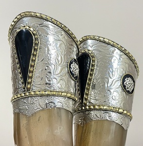 แก้วมักลายฮอร์นทำมือของขวัญสำหรับตกแต่งบ้านแก้วเบียร์รูปเขาสัตว์สีธรรมชาติ - Product Image 1