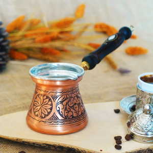Tendance du moment : cafetière turque en cuivre avec poignée en bois, vaisselle, tasse à café, décoration de table pour la maison, la cuisine, le restaurant, l'hôtel, les fêtes - Product Image 1