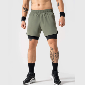 Bermuda OEM décontracté à 2 couches à taille moyenne pour hommes, fermeture élastique multifonction avec motif solide - Product Image 1