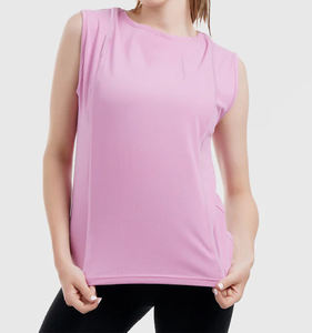 Camisetas sin mangas transpirables para yoga con logotipo personalizado de color sólido para mujeres al por mayor - Product Image 5