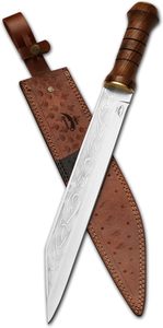 Cuchillo Vikingo Seax Hecho a Mano con Funda, Cuchillo de Guerrero Medieval con Hoja Celta de Acero de Damasco, Mango de Acero Grabado, Cuchillo de Camping - Product Image 2