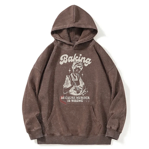 OEM personalizado Streetwear Sudadera con capucha ácido lavado desgastado pulóver Vintage de gran tamaño Hip Hop recortado sudadera para hombres - Product Image 2