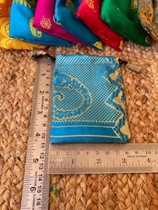 Recycled Silk Sari Hand Made Gift & Crystal Pouches or Bags For Healing Jewelry Pouch Presents Silk Saree Pouch Gift Bags - Product Image 2