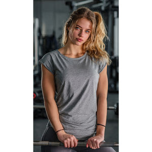 Camiseta Deportiva de Manga Corta con Cuello Redondo para Mujer, Ajustada, Ecológica, de Poliéster/Algodón - Product Image 1