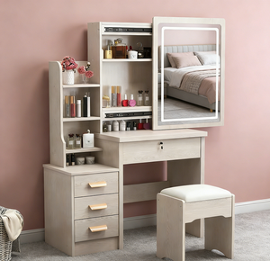 <strong>Mirror</strong> Included <strong>Vanity</strong> <strong>Table</strong> Sturdy Dressing <strong>Table</strong> Multi Drawer Storage Makeup Desk Master Bedroom <strong>Vanity</strong> Area - Product Image 6