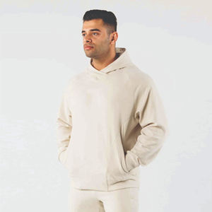 Sudaderas con capucha de gran tamaño de algodón orgánico para hombre 100%, sudaderas gruesas de lana de invierno, mangas raglán, transpirables, de secado rápido, lisas - Product Image 2