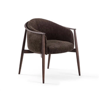 Fauteuil en bois rembourré en tissu brun foncé, chaise de salle à manger en bois massif pour restaurant, hôtel, café, mobilier commercial