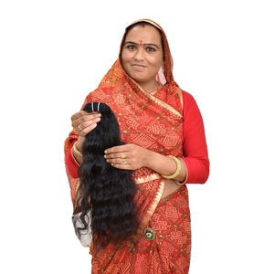Máquina de extensiones de cabello de templo indio crudo Paquetes ondulados naturales de doble trama Mujeres negras profundas sueltas Cabello humano de 30 pulgadas de longitud - Product Image 1