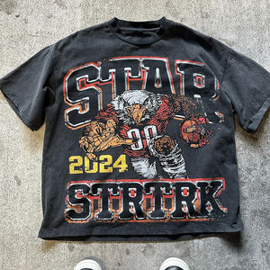 Vente en gros de t-shirt 100% coton personnalisable pour hommes coupe surdimensionnée avec impression numérique lavage vintage DTG imprimé Service OEM - Product Image 1