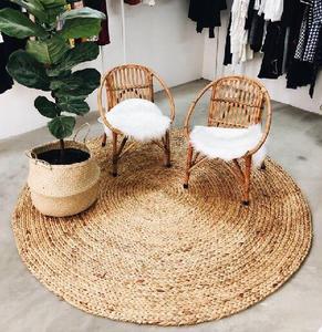 พรมผักตบชวาทำด้วยมือและเป็นมิตรกับสิ่งแวดล้อมทนทานสไตล์ชนบทเหมาะสำหรับการตกแต่งภายในห้องรับประทานอาหารห้องนั่งเล่นและบ้านแสนสบาย - Product Image 4