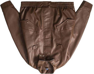 Chaquetas de cuero informales para hombre Chaqueta de cuero genuino 100% Chaquetas de moda de cuero marrón desgastado - Product Image 2