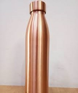 Bouteille d'eau moderne en cuivre pour boire avec une bouteille d'eau en cuivre pur fini miroir Bouteille d'eau en cuivre de 34 oz avec couvercle - Product Image 2