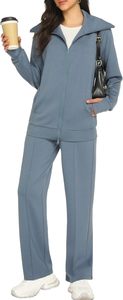 Ensembles de survêtement 2 pièces pour femmes tenues de salon à manches longues Double fermeture éclair sweat pantalon de survêtement survêtement décontracté - Product Image 4