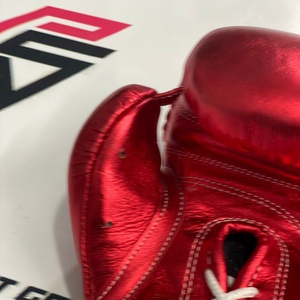 Guantes de Boxeo Profesionales Rojos Brillantes, Sin Boxeo No Hay Vida, de Cuero Genuino, Personalizados con Cordones, para Deportes de Combate, Muay Thai - Product Image 6