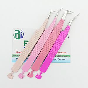 Pince à épiler d'extension de cils de couleur rose avec logo personnalisé pour cils méga volume et isolation en forme de L et pince à épiler à 90/45 degrés - Product Image 3