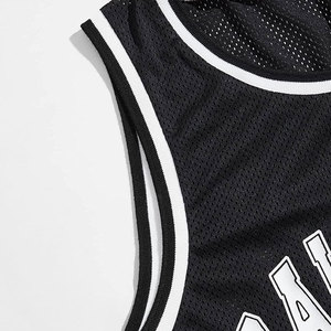 Latest Fashion Soft Comfortable Custom logo Black Letter Pattern Sleeveless Sports Mens Basketball Jerseys - Product Image 3