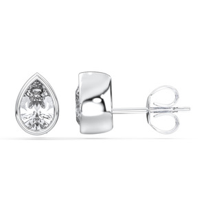 Pendientes de tuerca de moissanita de pera con bisel de 1,00 quilates Estilo contemporáneo en oro blanco de 14K Pendientes de diamantes OEM al por mayor - Product Image 5
