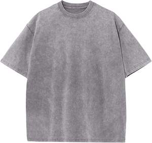Venta al por mayor 100 algodón lavado ácido camiseta de gran tamaño 250Gsm peso pesado camiseta para hombres 100% algodón camiseta para hombres ajuste suelto - Product Image 1