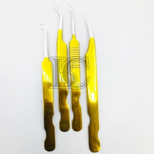 Pince à épiler de qualité supérieure vison doré durable pince à épiler d'extension de cils en acier inoxydable pochette en PVC gratuite emballée à vendre - Product Image 2