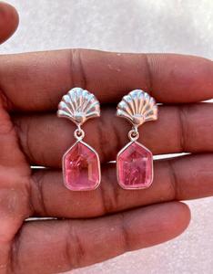 925 <b>Sterling</b> <b>Silver</b> Pink Tourmaline Handmade <b>Earring</b> , Beautiful <b>Women</b> <b>Earring</b> , Pink Stone Handmade <b>Women</b> Jewelry - Product Image 2