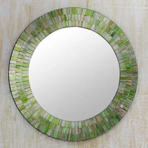 Miroir mural décoratif en mosaïque de verre artisanal avec incrustation de verre artistique - Product Image 5