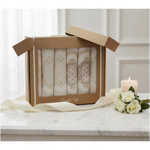 ผ้าขนหนูเช็ดหน้าคุณภาพสูง ผลิตจากผ้าฝ้ายตุรกีแท้ 100% ขนาด 50x70 ซม. ลายปักลูกไม้ปารีส 390 GSM ชุด 6 ผืน บรรจุกล่อง ผลิตในตุรกี - Product Image 4