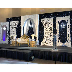Decoración de escenario de boda occidental, Marcos/paneles de FRP, paneles de fibra de escenario de recepción de boda inglesa, fondo de escenario de boda con temática blanca - Product Image 1