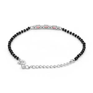 NOVAMART Fine Zarkan 18K Gold <b>Beaded</b> <b>Bracelet</b> with Ruby Red Checkered Linear Silver Design Bohemia Style for Weddings Anniversar - Product Image 6