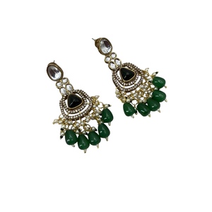 High Quality Handmade Beaded Earrings with Metal Post at the <b>Back</b> From India - Product Image 1