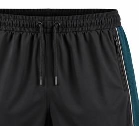 <b>Mens</b> Breathable Lightweight Polyester Athletic <b>Shorts</b> <b>Elastic</b> Drawstring <b>Waist</b> Zip Pockets Teal Side Panels for Training Casual - Product Image 3