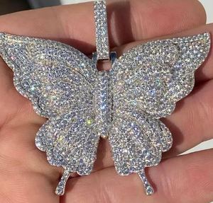 Pendentif papillon Hip Hop glacé en argent sterling 925 Style classique avec diamant et moissanite pour les occasions cadeaux - Product Image 4