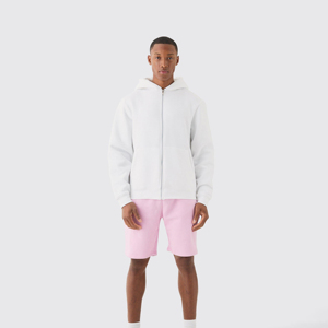 Sweat à capuche zippé 100 % coton pour homme, brodé, teint uni, couleurs personnalisées, polaire d'hiver, col à capuche, motif uni - Product Image 1