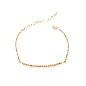 Dainty Beaded <b>Chain</b> Bracelet 18K Gold Plated Turkish Wholesale Handmade Minimalist 925 Sterling Silver Jewelry - Product Image 5