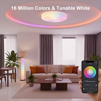 Plafonnier LED intelligent RGBCW 2000LM IP20 Tuya WiFi pour contrôle par application Alexa Google Assistant, intensité variable pour la maison